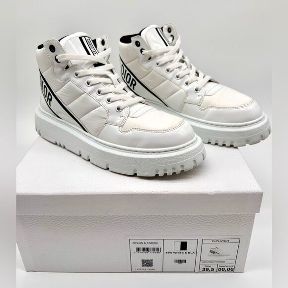 DIOR D-Player 'Quilted Nylon Hight Top Sneakers White Women’s Boots EU39.5 US9.5 - Picture 1 of 11